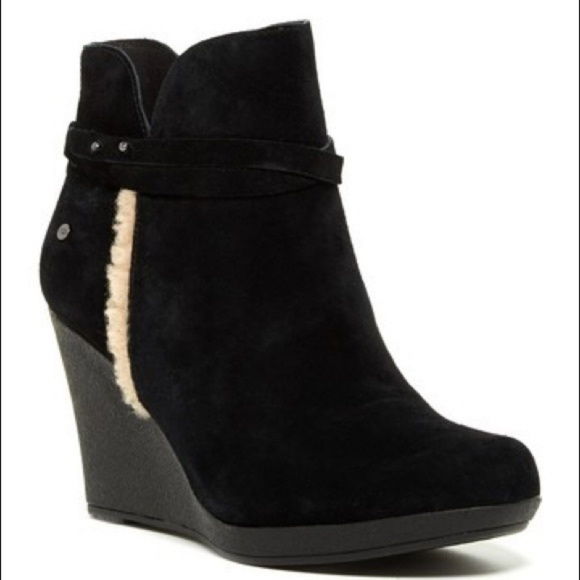 UGG Shoes - UGG ‘Alexandra’ Black Suede Wedge Ankle Boot